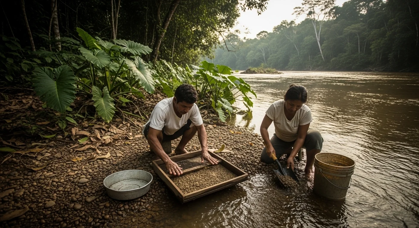 performing traditional mining in the Amazon River