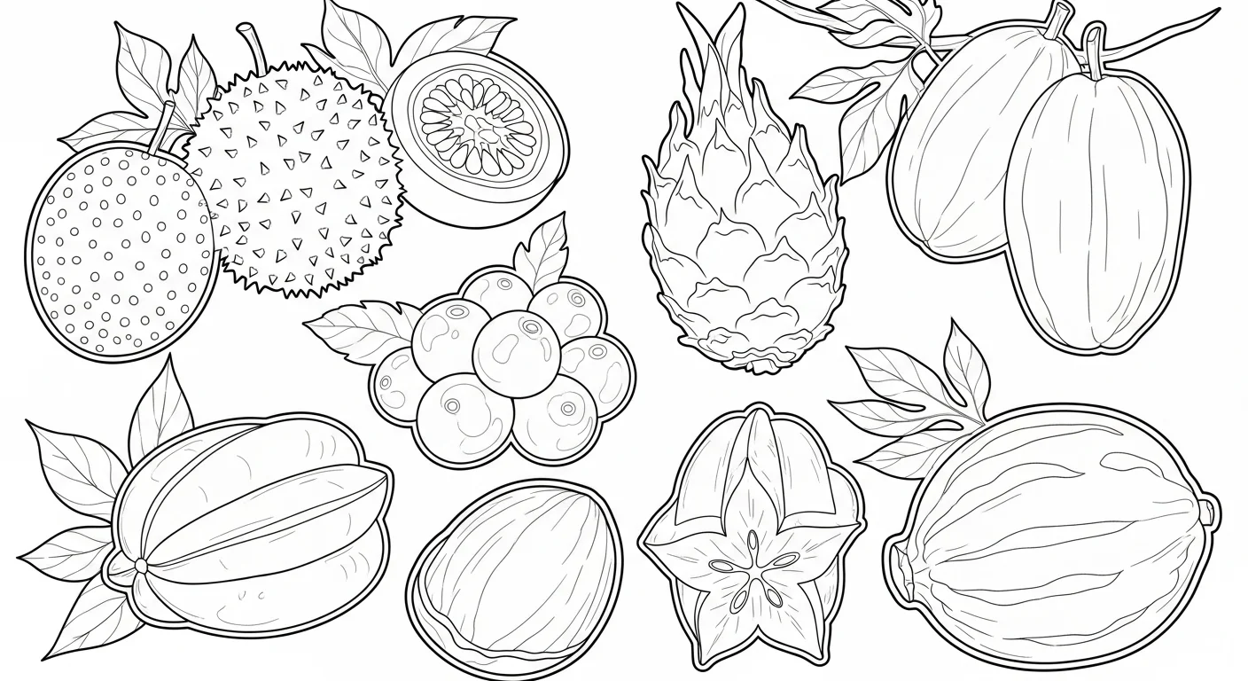 Dibujo de frutas de las selva peruana para colorear