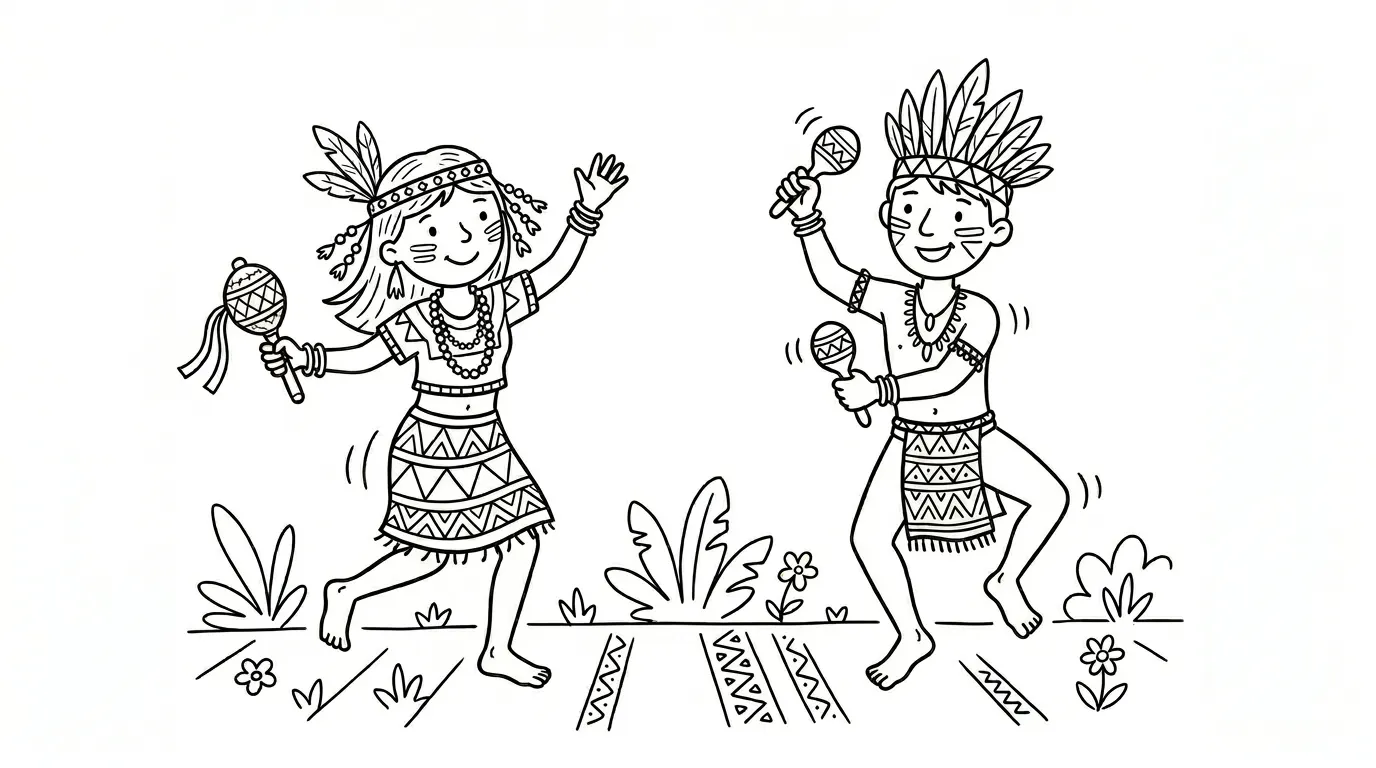 Imagenes para colorear de las danzas de la selva