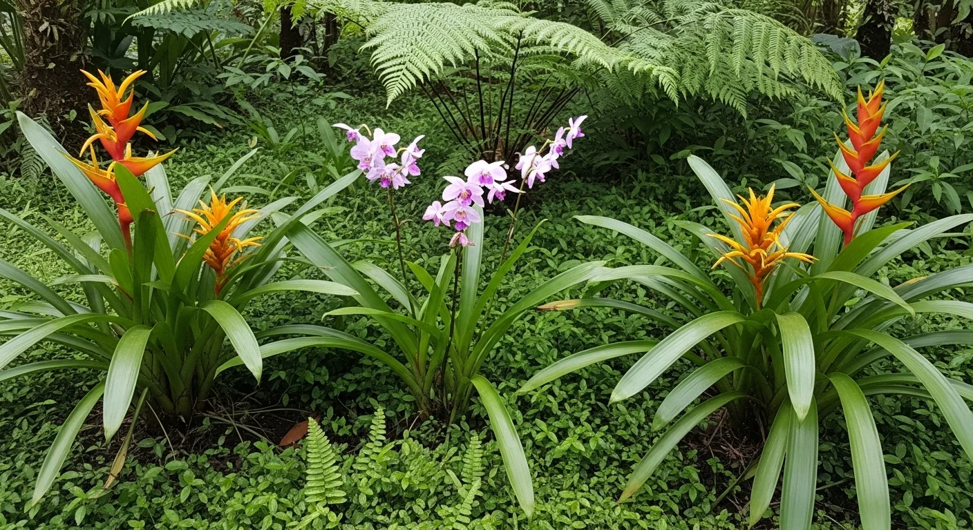 Orquideas Selvaticas Helechos Bromelias y Heliconias de Colores