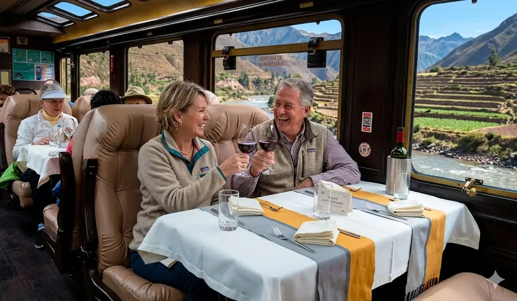 First-class luxury train from Inca Rail to Machu Picchu