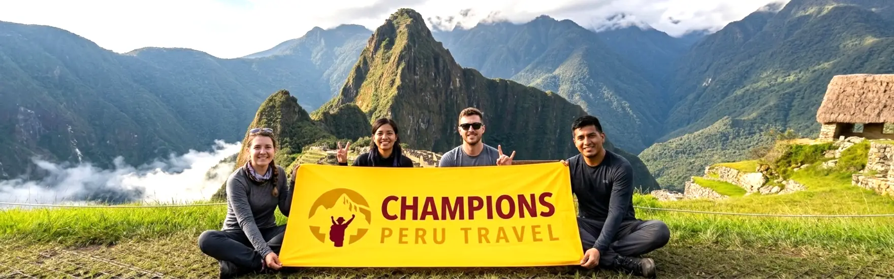 Our hikers reaching the classic Machu Picchu viewpoint after the 2-Day Inca Trail