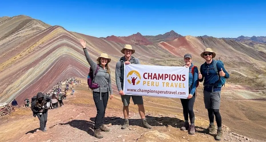 rainbow mountain hike 1 day - our hikers enjoying the best views