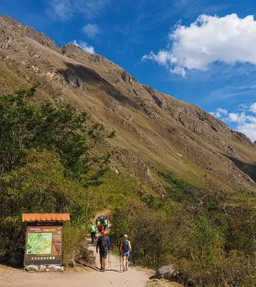 Travelers exploring the high altitude paths of the classic Inca Trail
