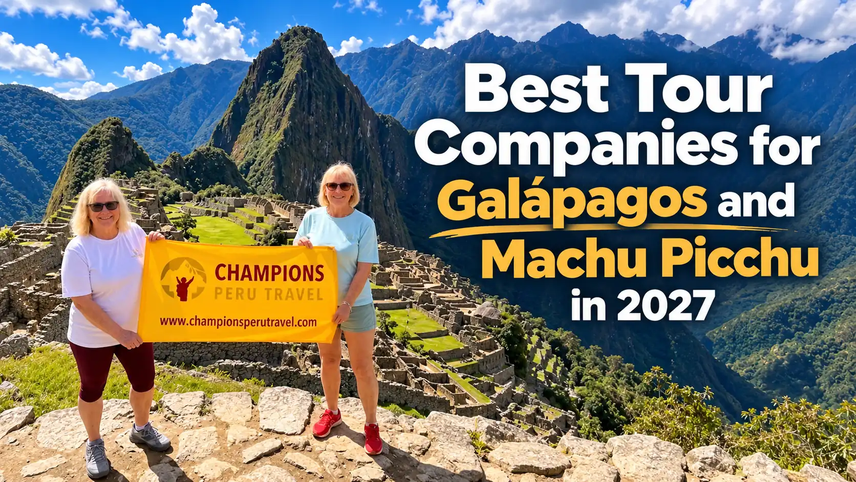 Couple enjoying a Machu Picchu mountain view during a Peru travel adventure with Champions Peru Travel