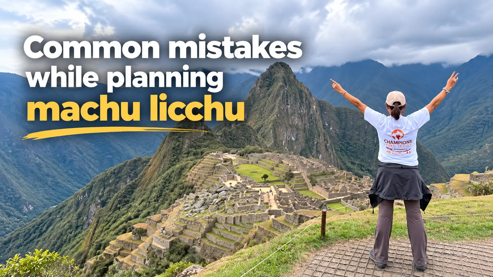 Machu Picchu Circuit 1 sign along the visitor route with mountain scenery in the background