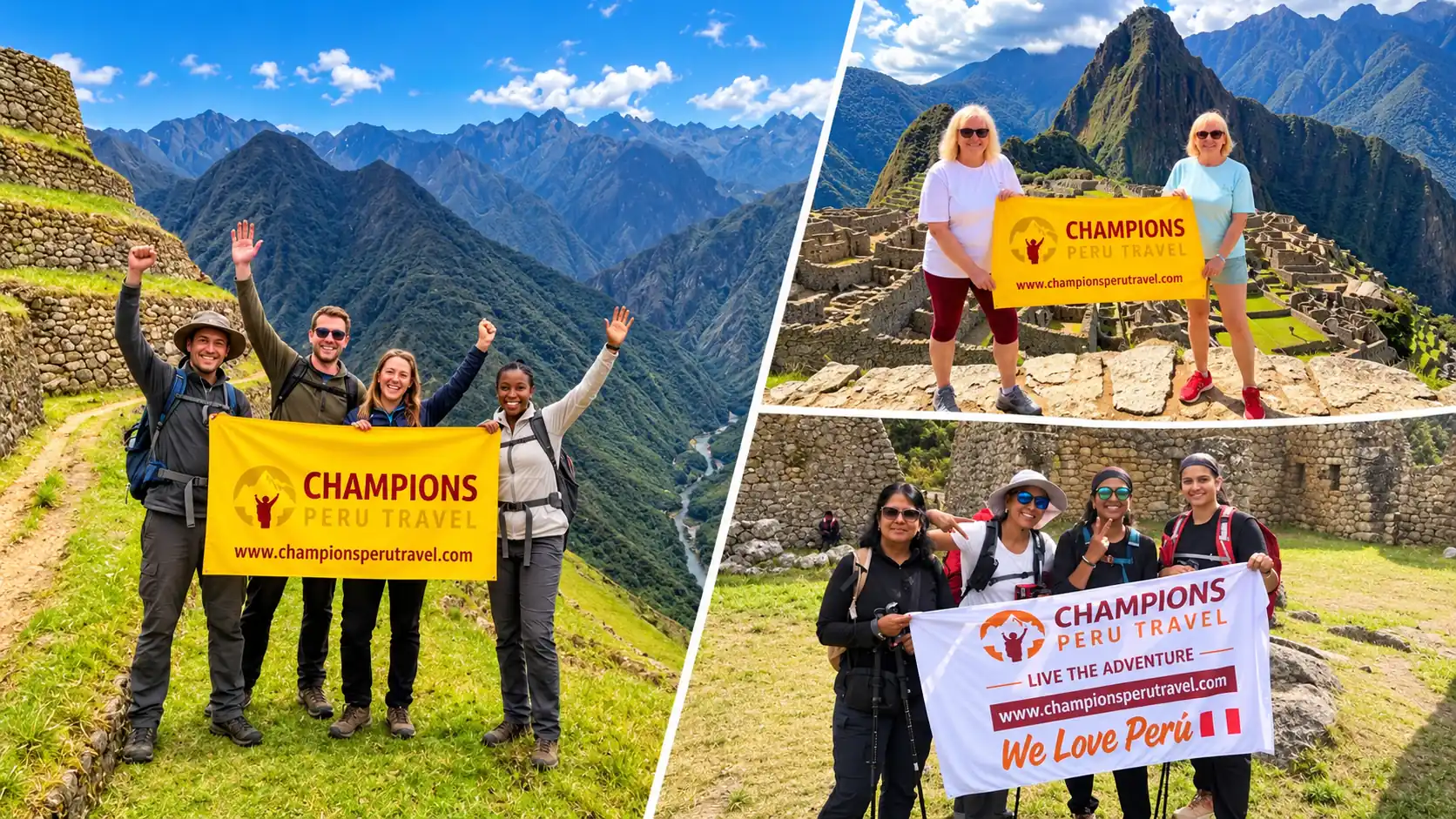 Champions Peru Travel hikers walking through the mountains on a Machu Picchu walking tour