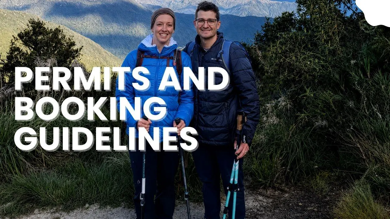 Two hikers standing on a mountain trail with trekking poles during an Inca Trail adventure