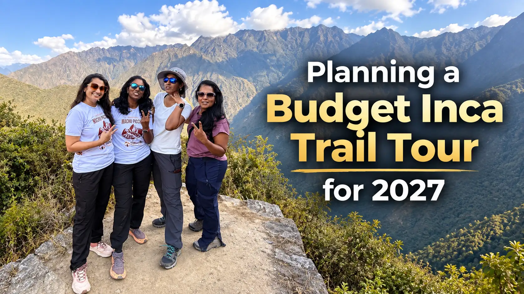 Traveler exploring Inca ruins while hiking Machu Picchu trail with a guide during a budget Inca Trail tour