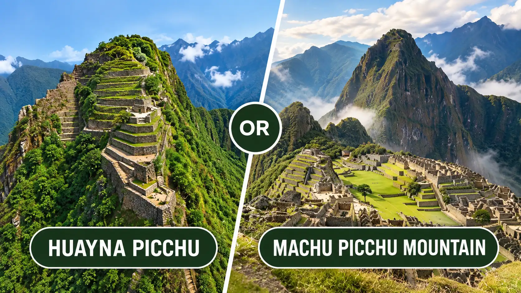 Machu Picchu packing essentials including backpack, hiking boots, hat, water bottle, camera, and passport
