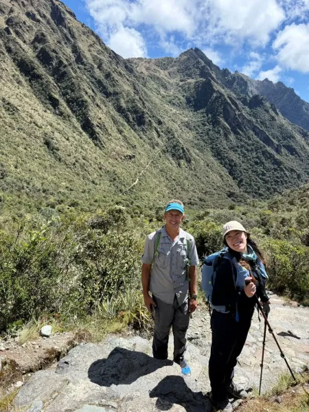 Luxury Inca Trail hikers arriving at Pacaymayo campsite