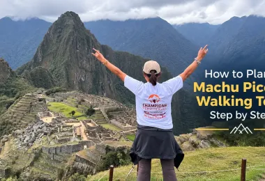 Machu Picchu walking tour and hiking experience with travelers exploring the Inca site
