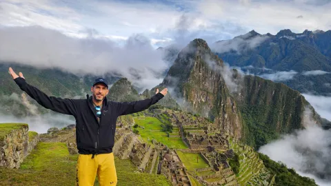 Machu Picchu classic view in wet season