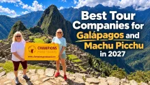 Couple enjoying a Machu Picchu mountain view during a Peru travel adventure with Champions Peru Travel