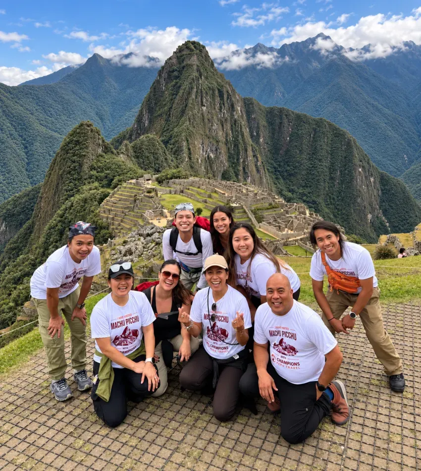 Travelers at Machu Picchu after completing the 4-Day Inca Trail